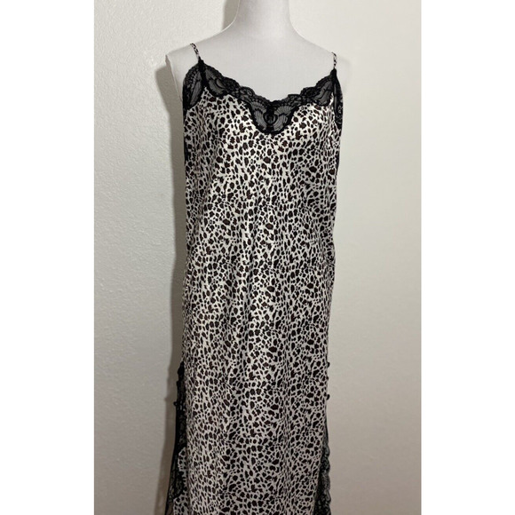 NWT Linda Hartman Intimates Size 8 Animal Print Black Lace Maxi Nightgown - Picture 2 of 8